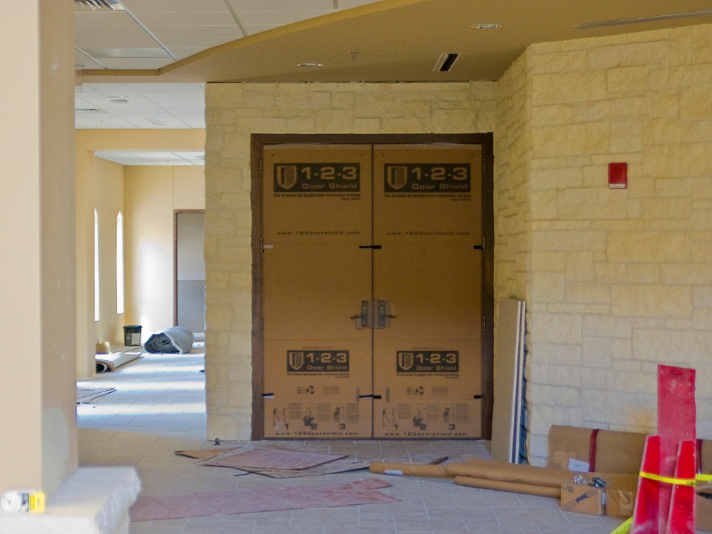 Protected sanctuary entrance with Door Shield products installed