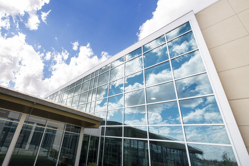 Outside of medical facility with glass entrance