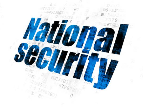 A graphic that reads "National Security" in blue lettering